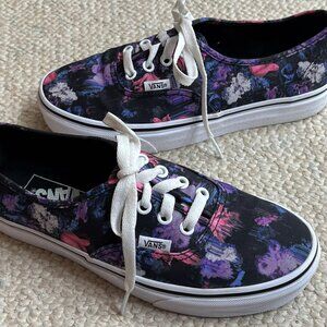 Vans Warped Floral Women's Size 7 Black Multicolor Canvas Sneaker Shoes 500714
